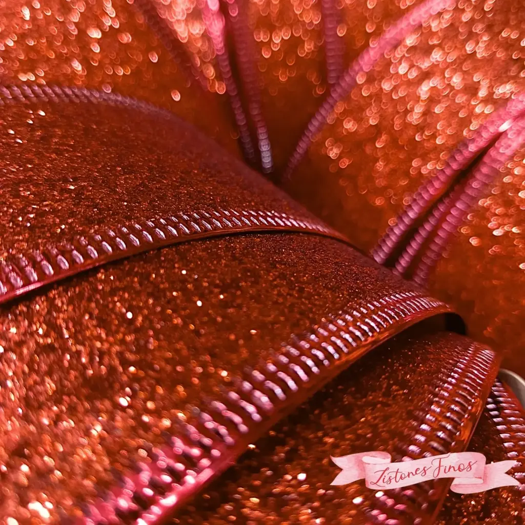 Listón Navideño - Glitter Oro/Plata/Rojo