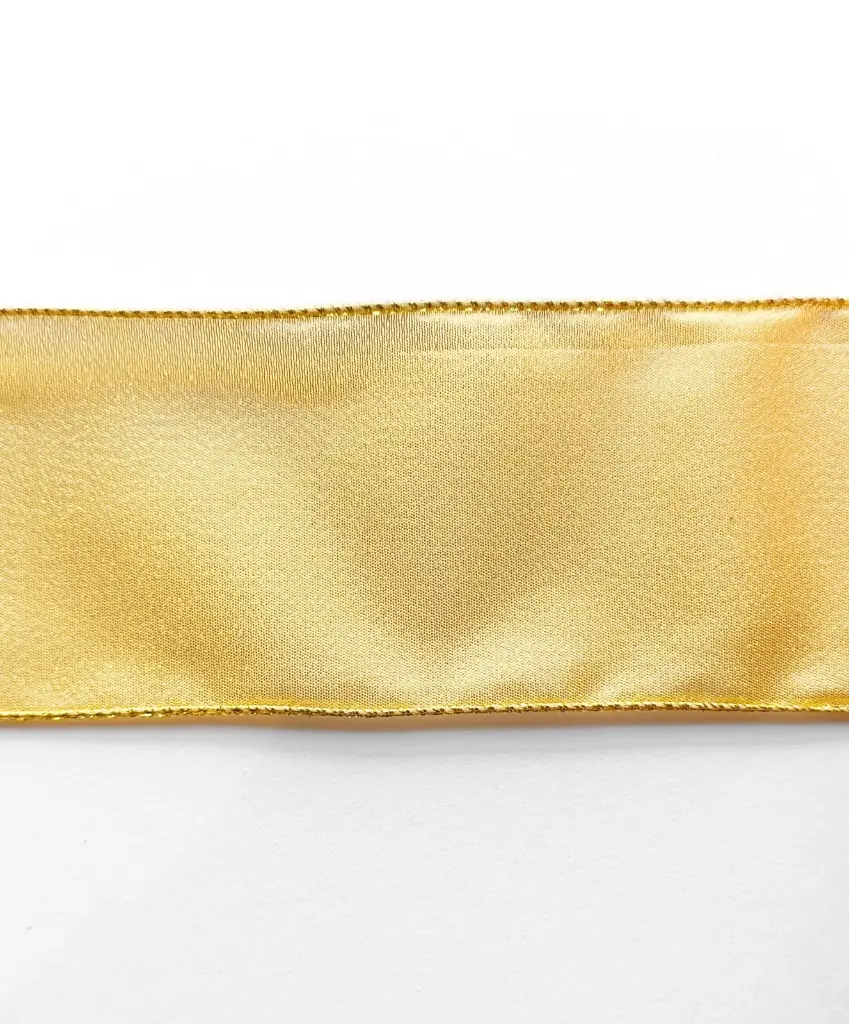 Listón Navideño - Brillantina Oro 4"