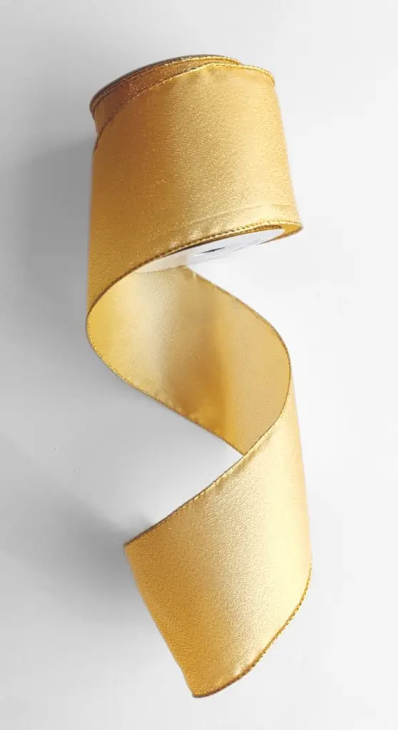 Listón Navideño - Brillantina Oro 4"