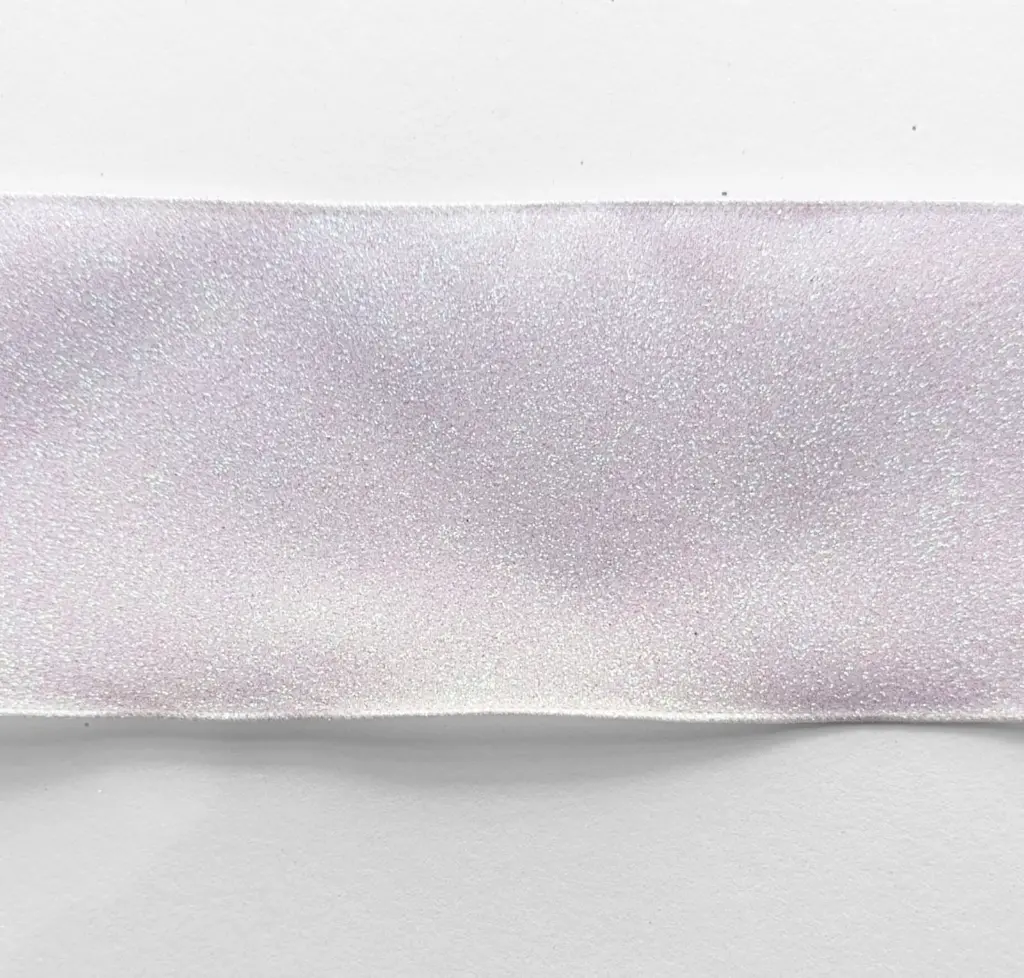 Listón Navideño - Glitter Blanco Tornasol 4"