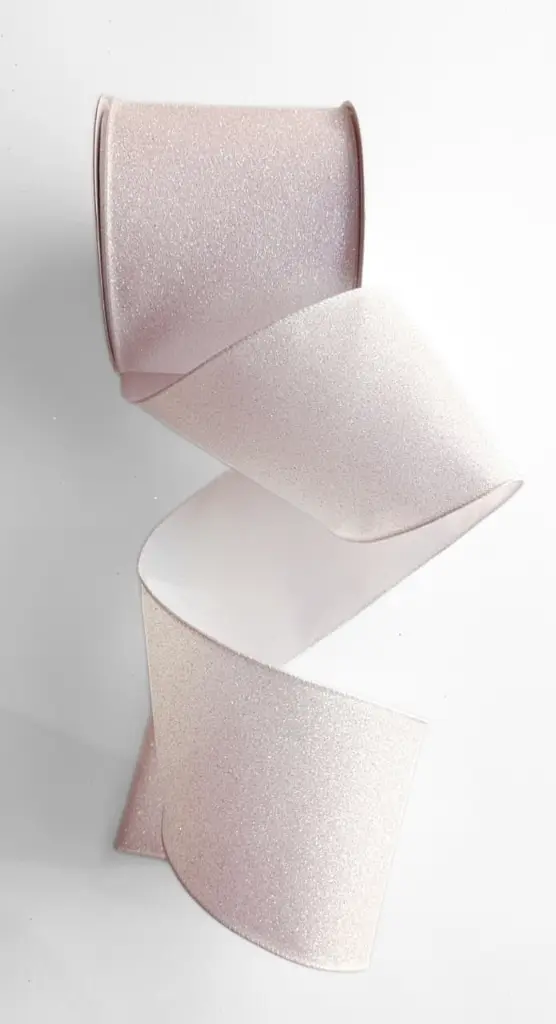 Listón Navideño - Glitter Blanco Tornasol 4"