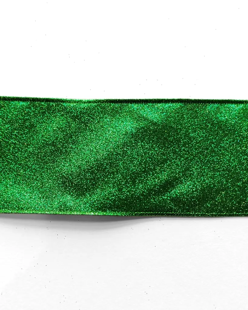 Listón Navideño - Glitter Verde 4"