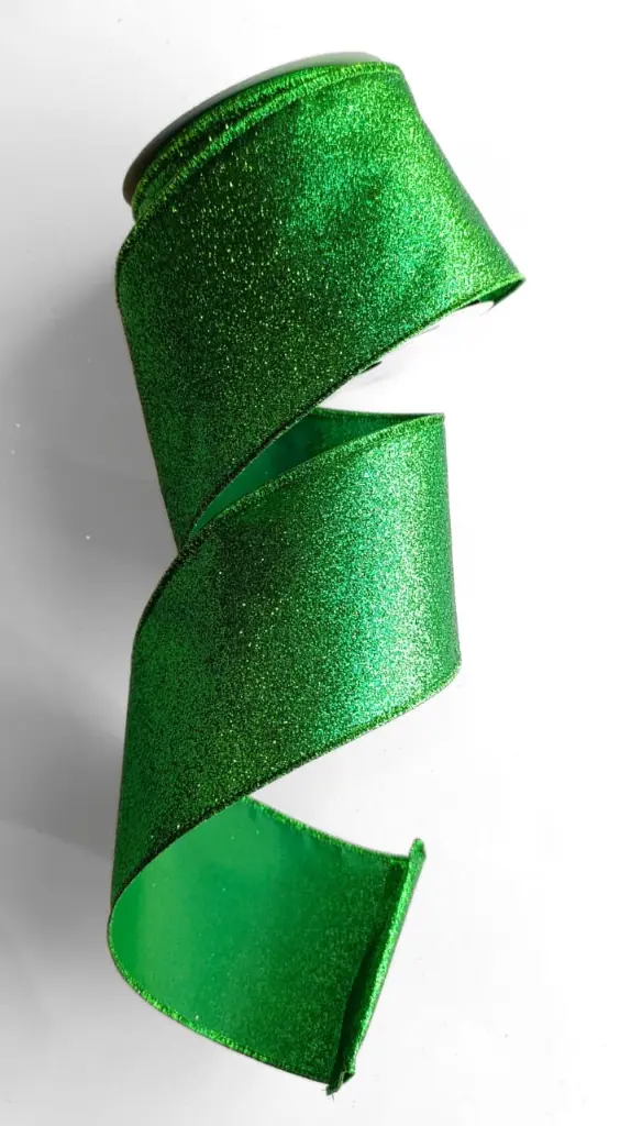 Listón Navideño - Glitter Verde 4"