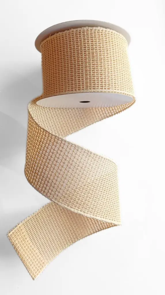 Listón Navideño - Malla Yute Beige 4"