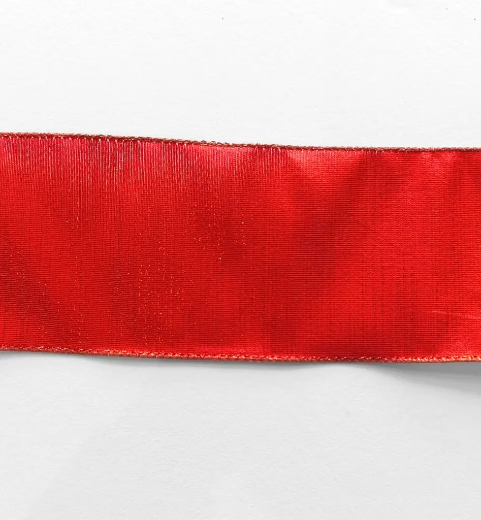 Listón Navideño - Metálico Rojo 4"