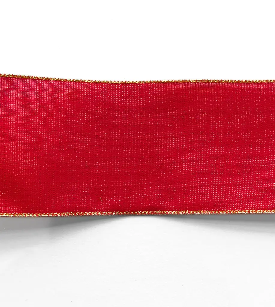 Listón Navideño - Rojo Lurex Oro 4"