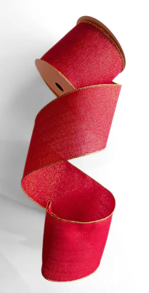 Listón Navideño - Rojo Lurex Oro 4"