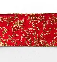 Listón Navideño - Terciopelo Rojo Estampado Glitter Oro 4"