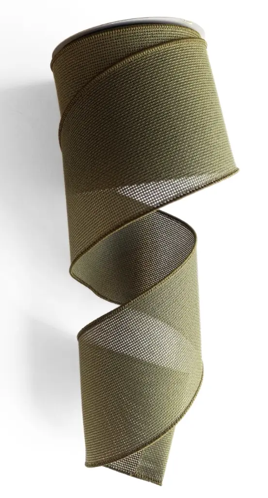 Listón Navideño - Yute Verde Olivo 4"