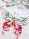 M - Tul Bordado - Mariposas Celeste y Rosa