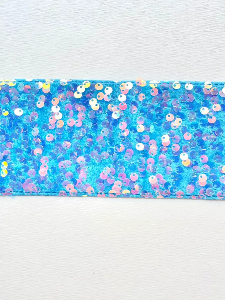 M - Listón Terciopelo Lentejuela 7.5 cm (3") - Azul Maya