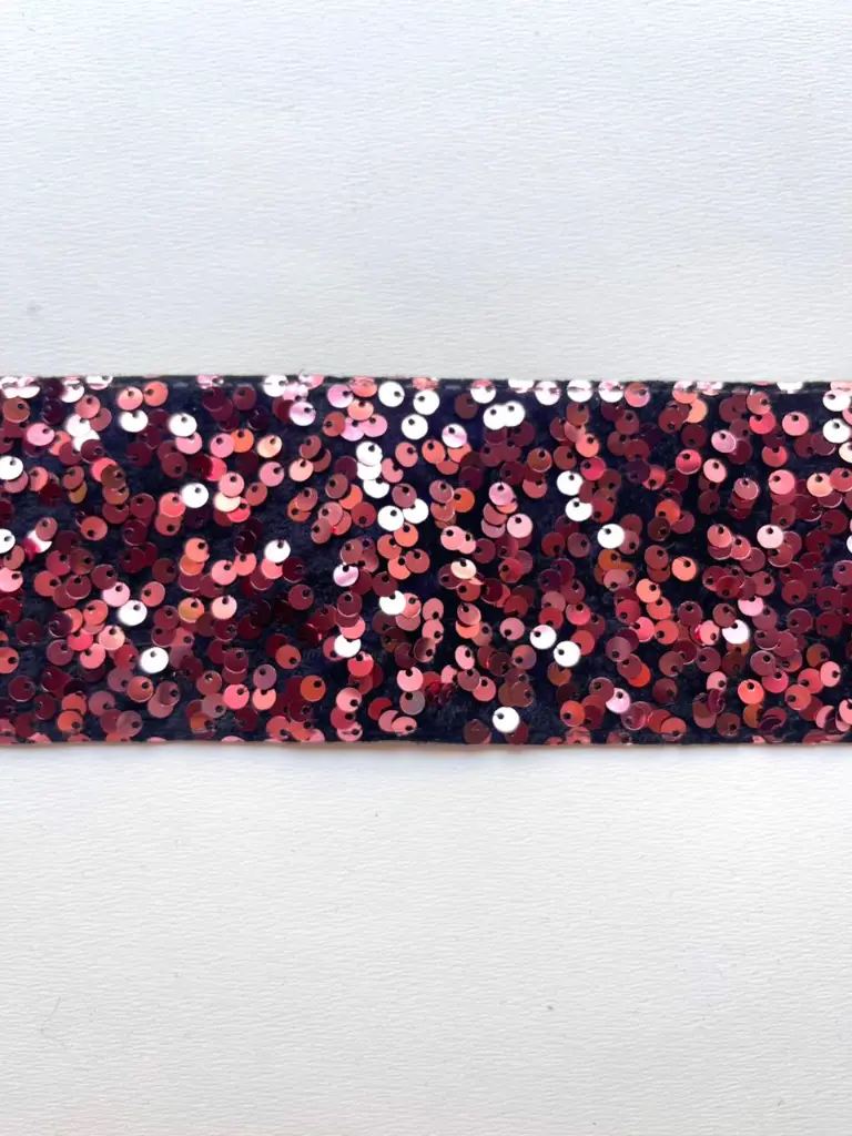 M - Listón Terciopelo Lentejuela 7.5 cm (3") - Dark Rose