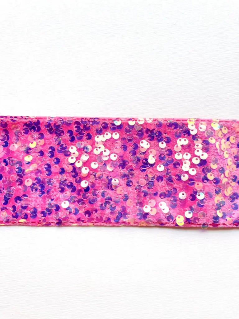 M - Listón Terciopelo Lentejuela 7.5 cm (3") - Hot Pink