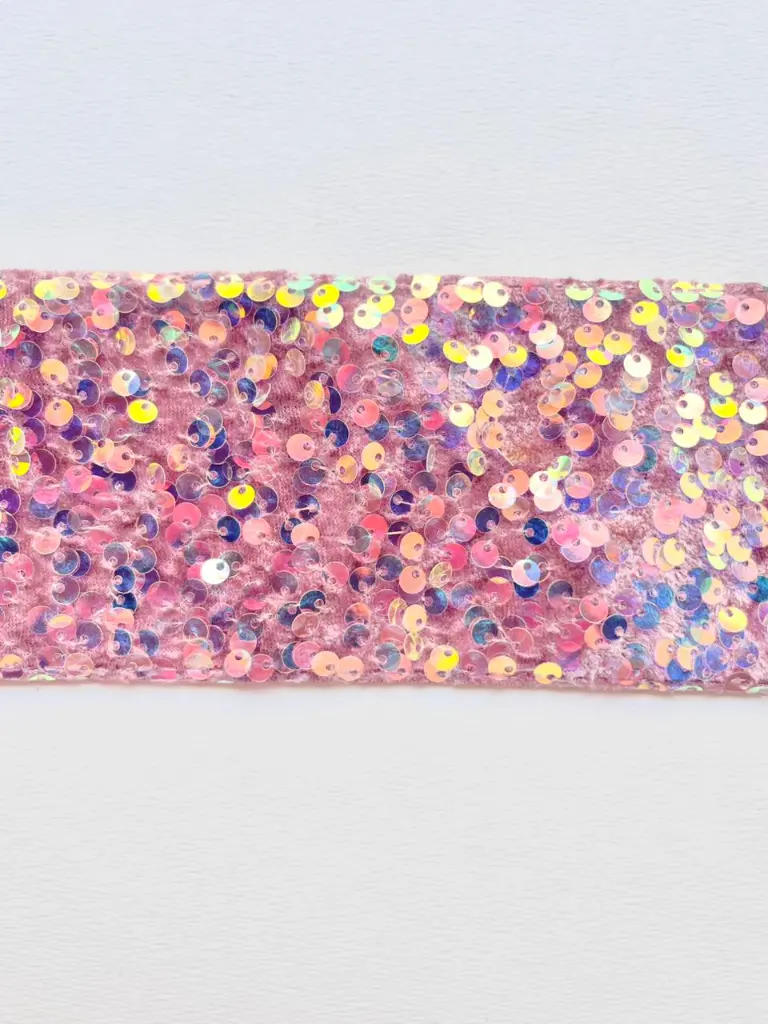 M - Listón Terciopelo Lentejuela 7.5 cm (3") - Mauve