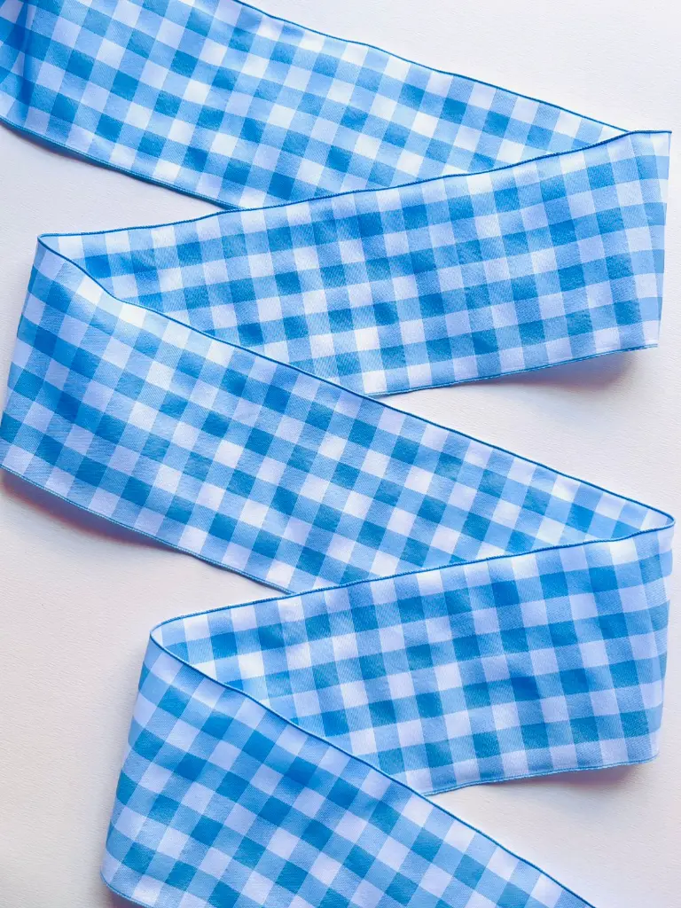 Listón de Cuadros Tipo Picnic de 10 cm – Celeste