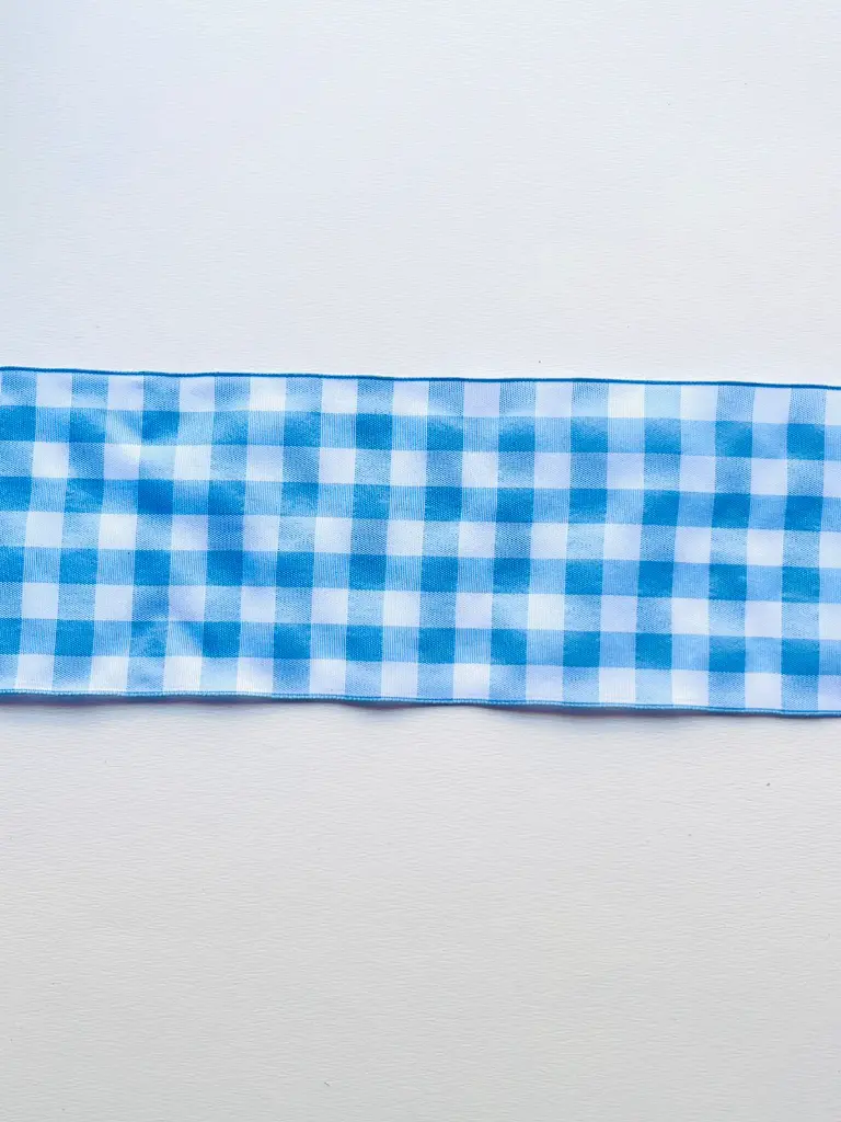 Listón de Cuadros Tipo Picnic de 10 cm – Celeste