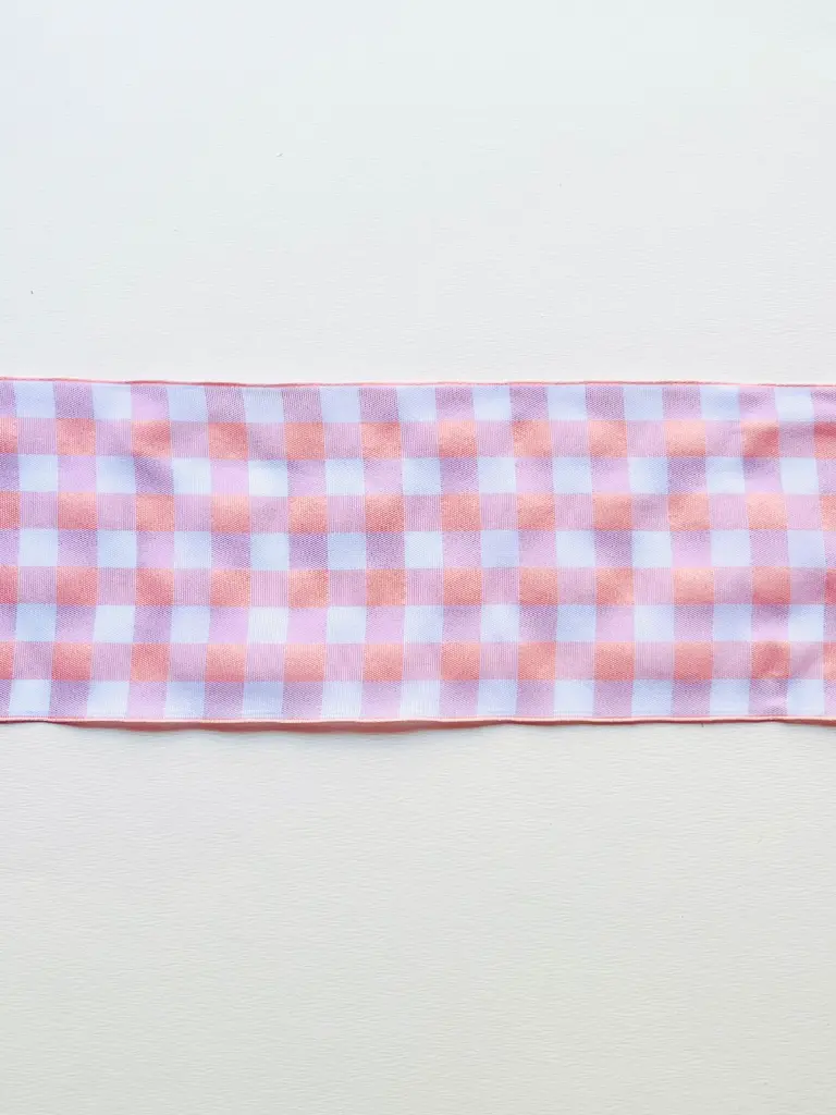 Listón de Cuadros Tipo Picnic de 10 cm – Rosa Pastel