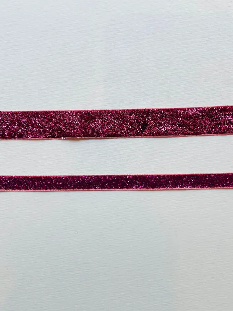 Listón de Terciopelo Escarchado - Fucsia