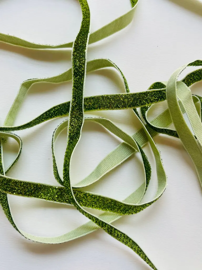 Listón de Terciopelo Escarchado - Verde Manzana