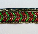 MH - Tira Hindu Bordada 7.5 cm Negra Oro