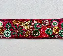 MH - Tira Hindu Bordada 5 cm Vino Flores Verdes
