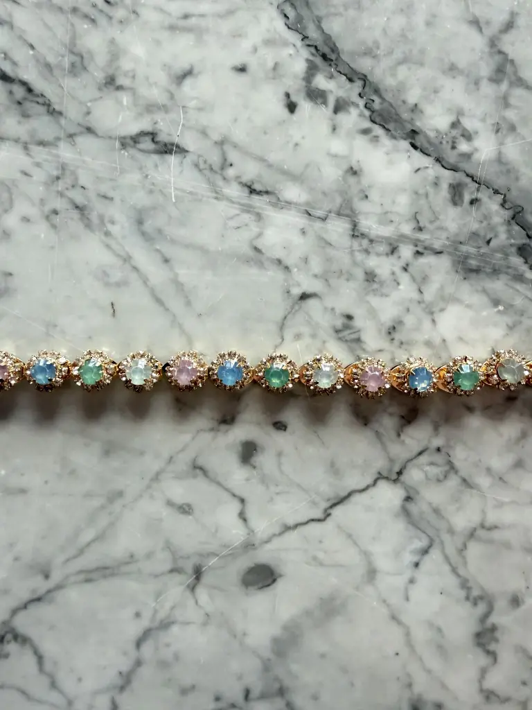 Tira de Flores de Cristal Opal Multicolor y Strass