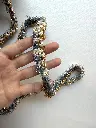 Pasamanería Trenzada Perlas y Flores Turquesa:Dorado1.webp