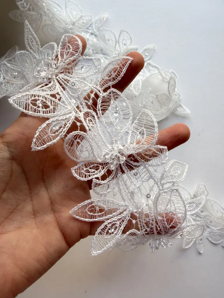 encaje con lentejuelas transparentes, puntilla para novia