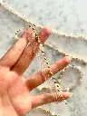 Cinta de Organza Rosa Nude con Borde de Perlas, Cristales y Cuentas Doradas.webp