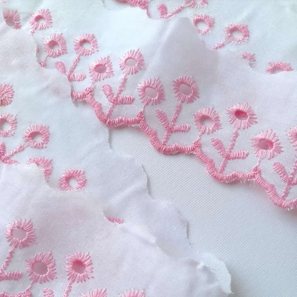 Tira Flores Bordada 4cm - Rosa.1.webp