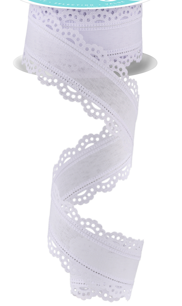 Listón de Yute Encaje Scalloped - Blanco
