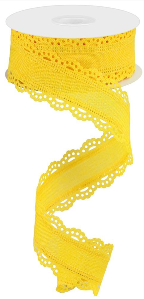 Listón de Yute Encaje Scalloped - Amarillo 