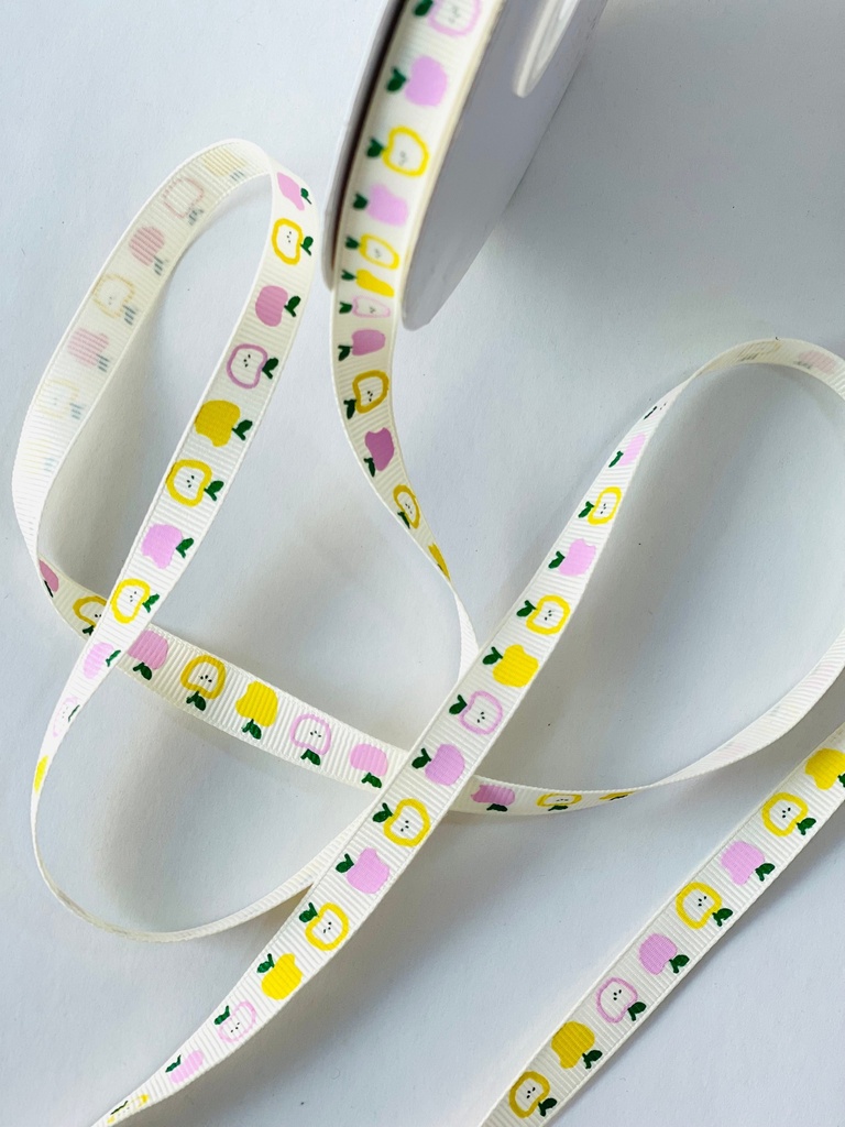 Listón Popotillo Estampado - Manzanitas