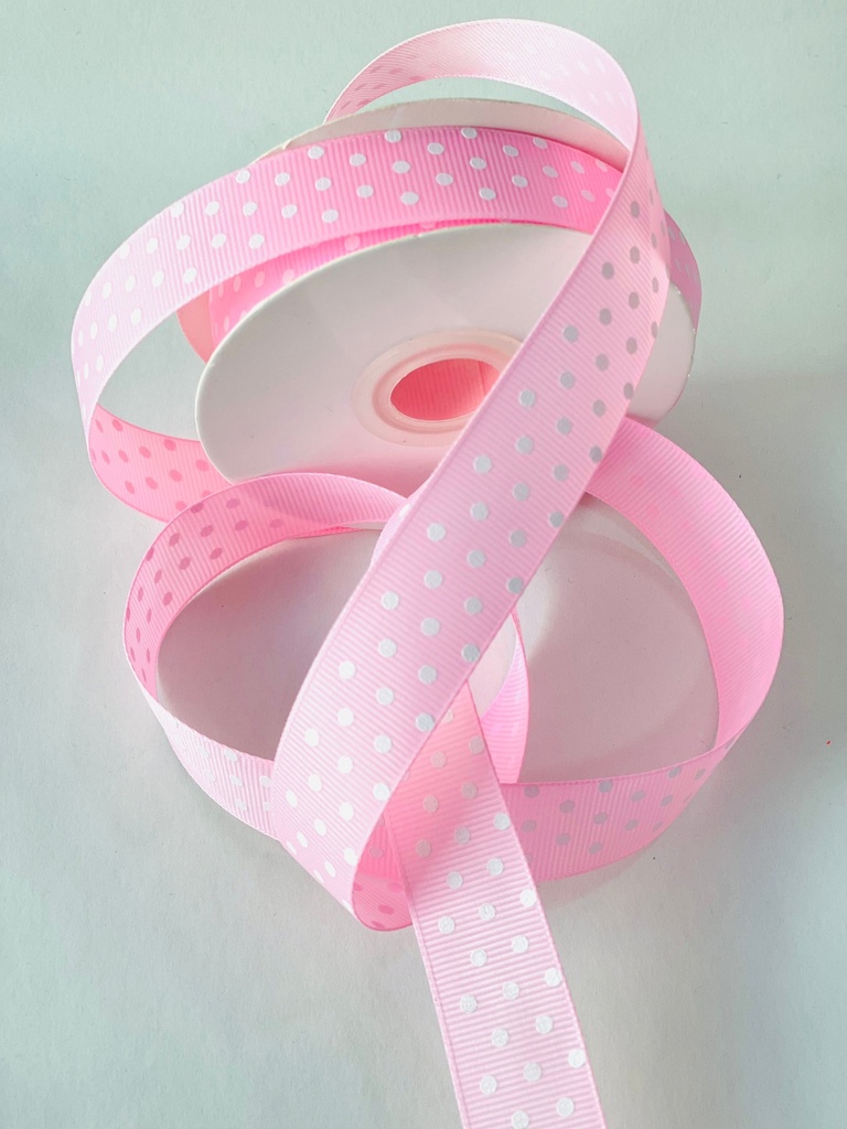 Listón Popotillo Estampado - Polka Rosa 