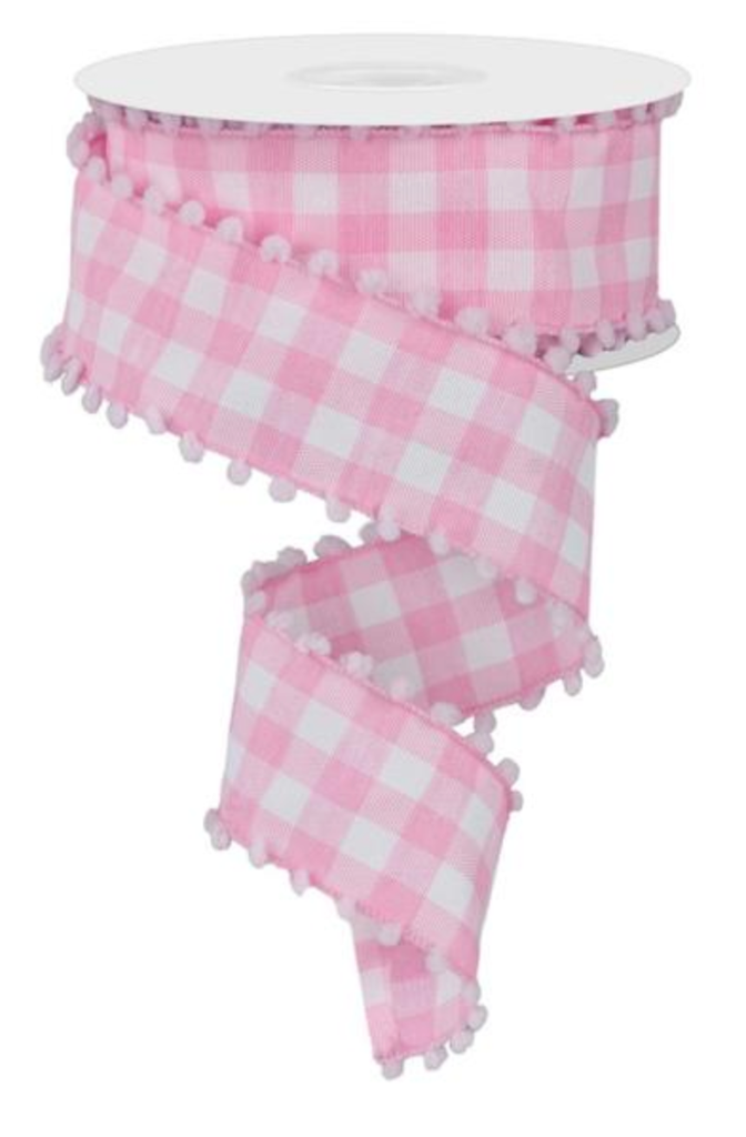 Listón de Cuadros - Pink Pompoms