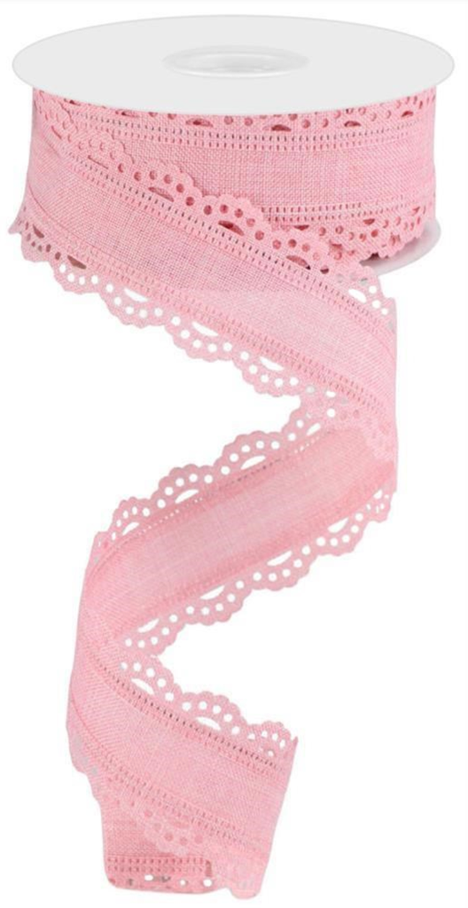 Listón de Encaje Scalloped - Rosa Pastel 