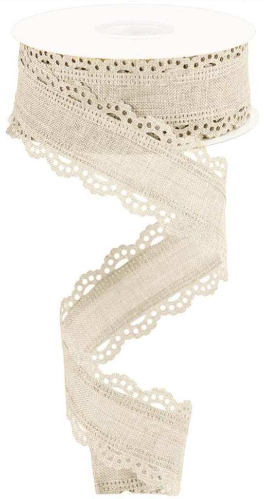 Listón de Yute Encaje Scalloped - Beige 