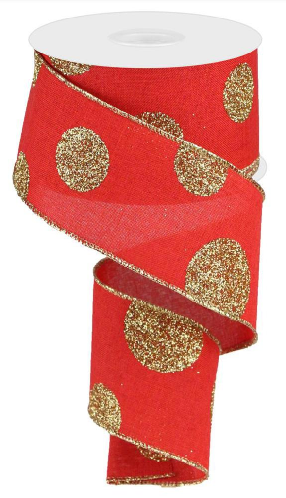 Listón Navideño - Gold Dots