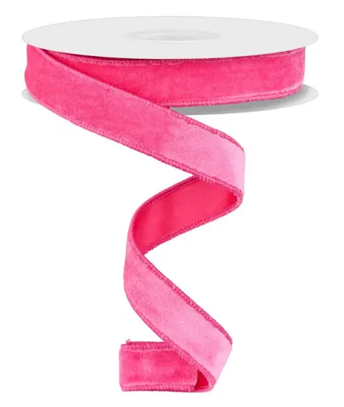 Listón de Terciopelo Doble Cara con Orilla Alambre - Hot Pink