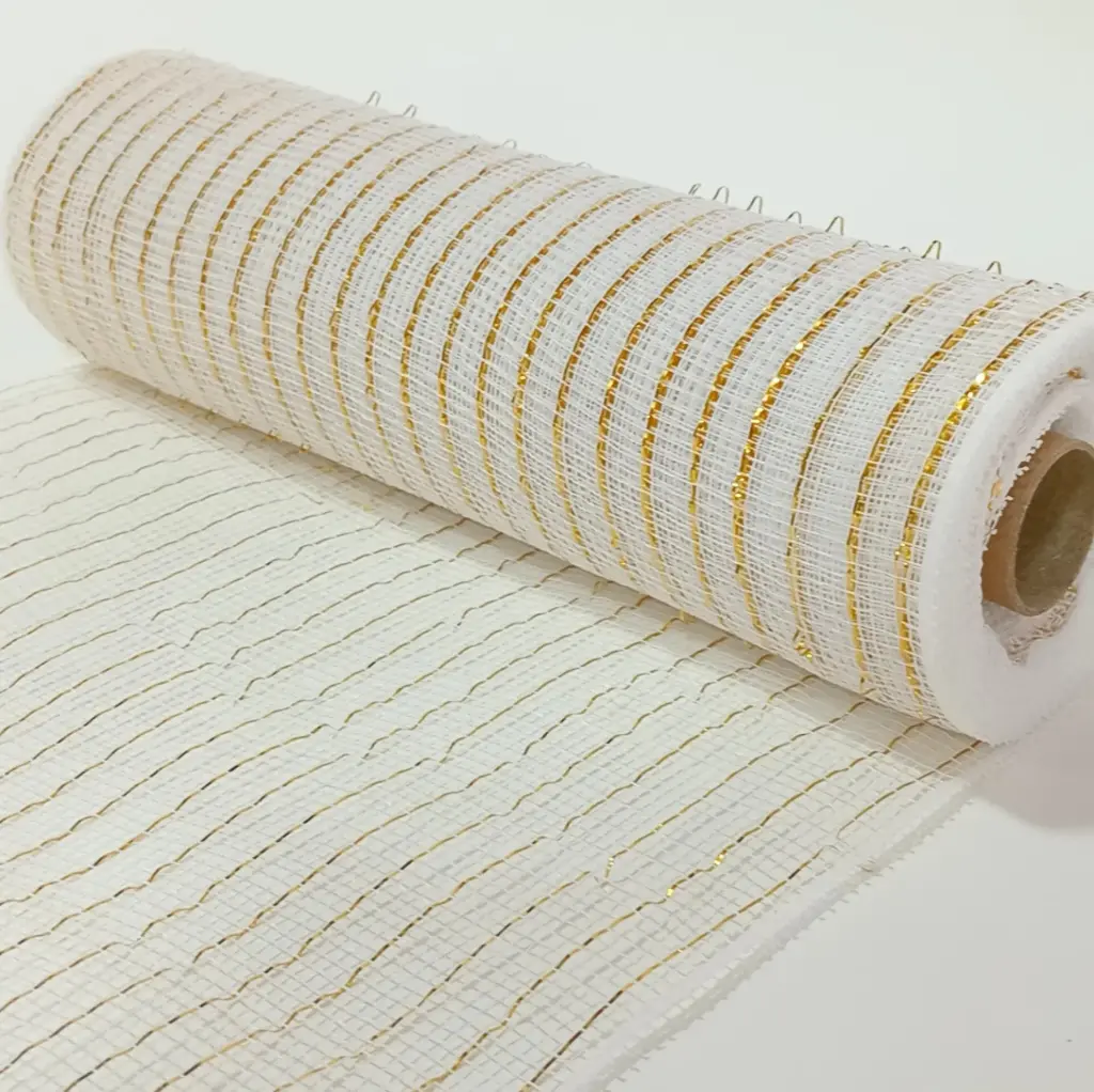 Malla Pino - Gold & White (26 cm x 9.14 metros de largo)