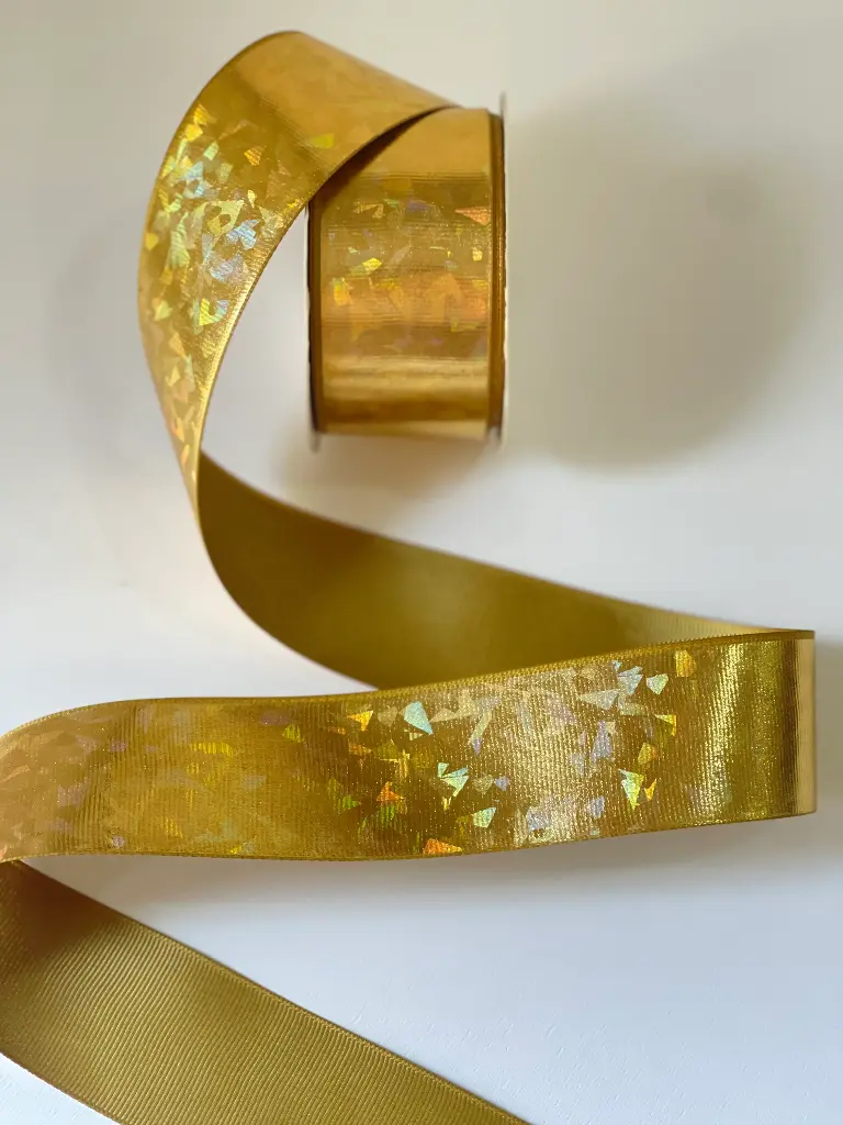 Listón Popotillo Estampado - Holo Dorado