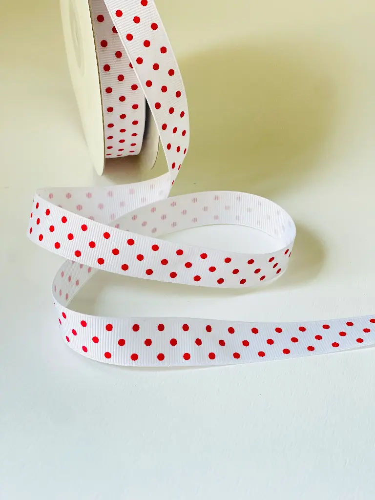 Listón Popotillo Estampado - Polka Dots Rojo