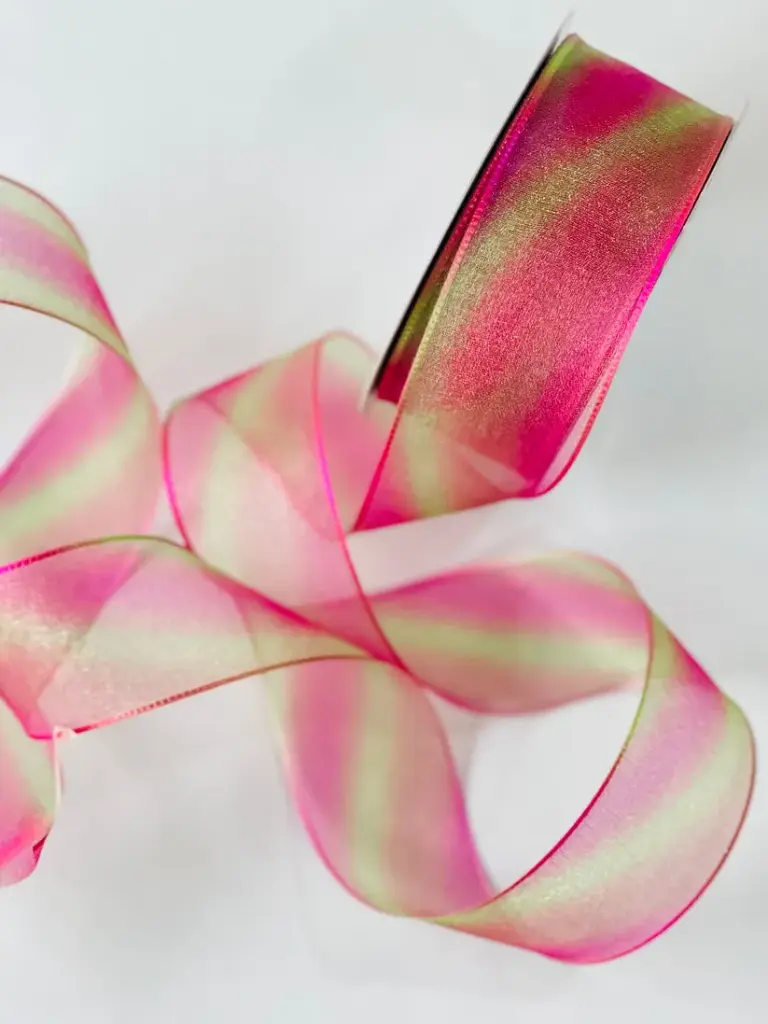 Organza Fina Verde Magenta