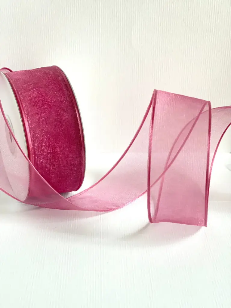 Organza Alambre Orilla Canamo - Rosa Vino