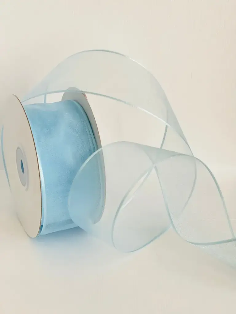 Organza Alambre Orilla Canamo - Celeste