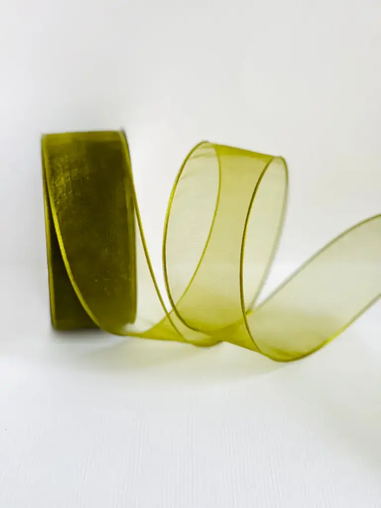 Organza Alambre Orilla Canamo - Moss