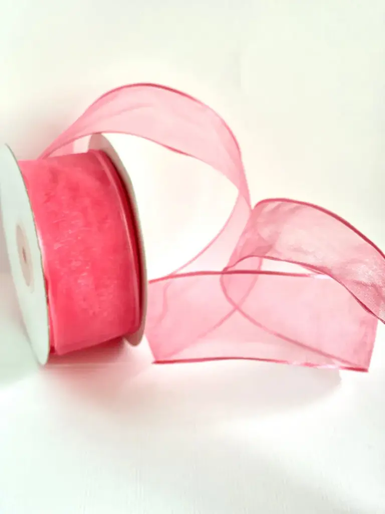 Organza Alambre Orilla Canamo - Rosa