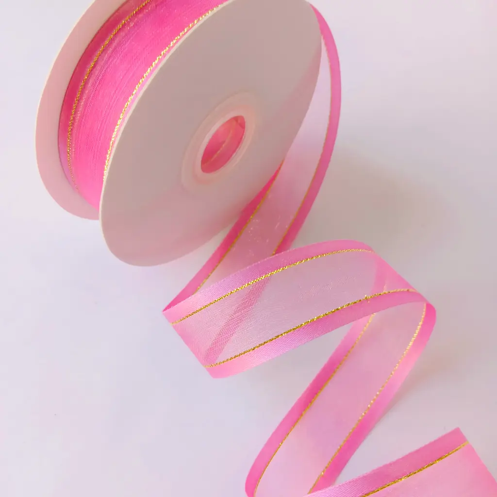 Organza Satín filo Metálico - Pink Tulip