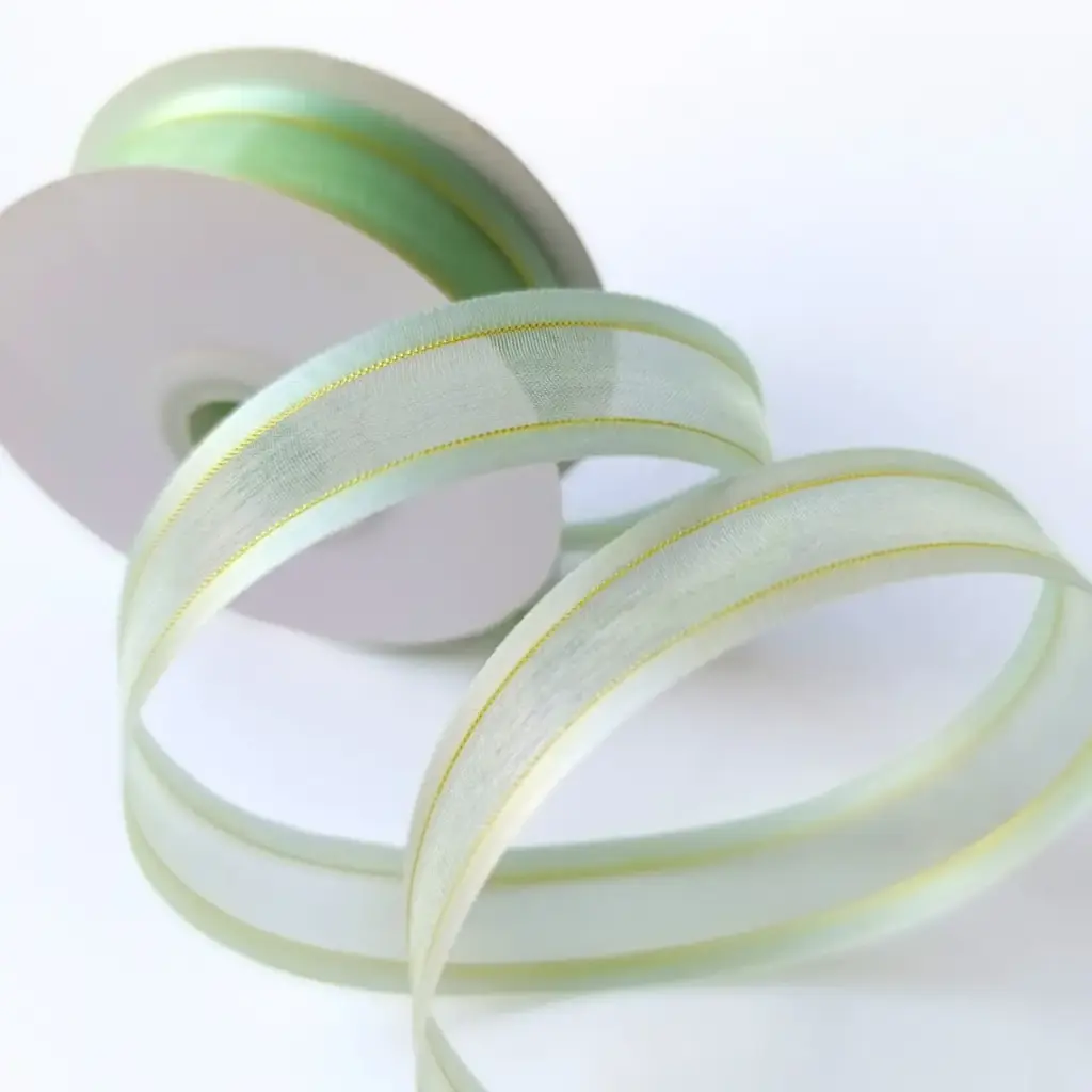 Organza Satín filo Metálico - Menta