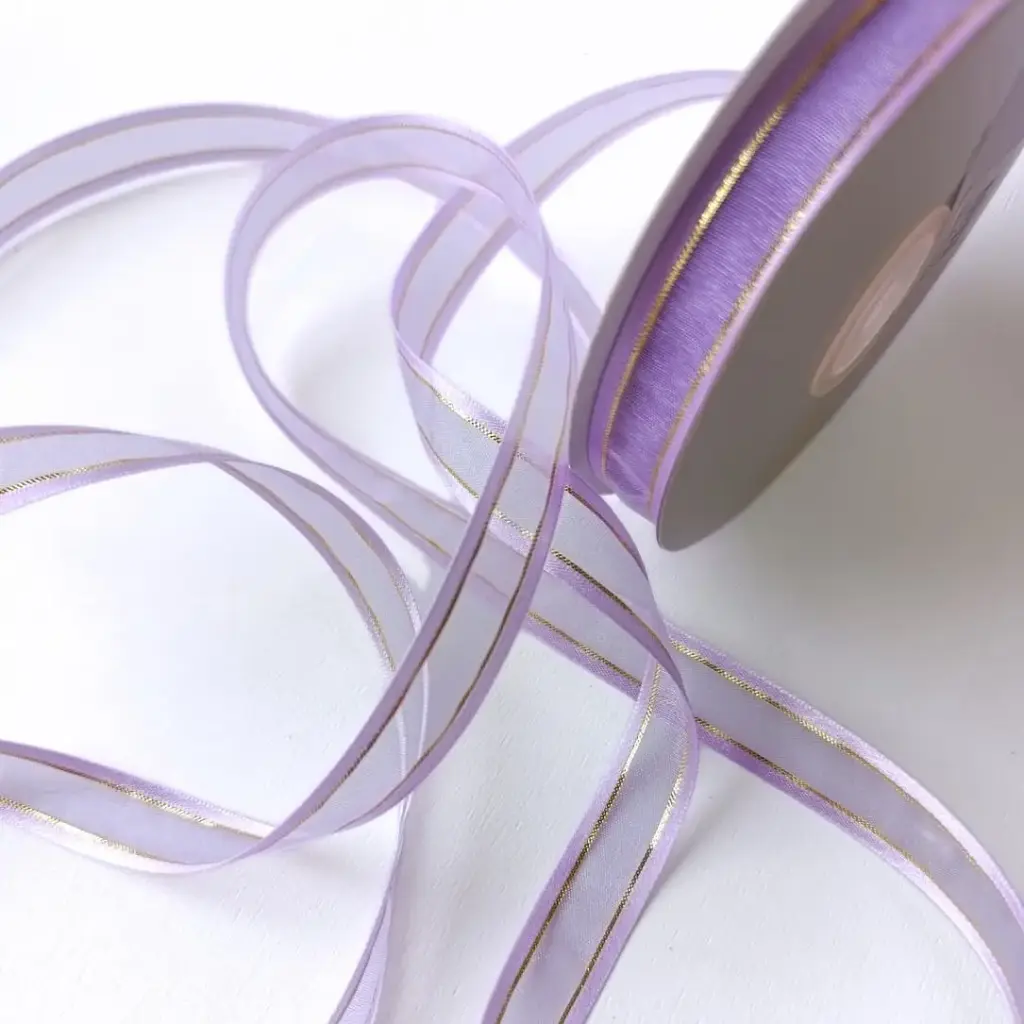 Organza Satín filo Metálico - Lavanda